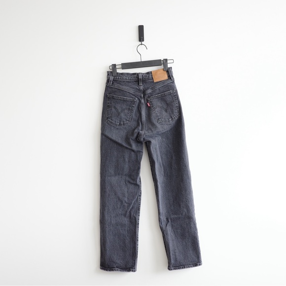 Levi's Ribcage Straight Ankle Washed Black Size US 24 - Picture 2 of 6